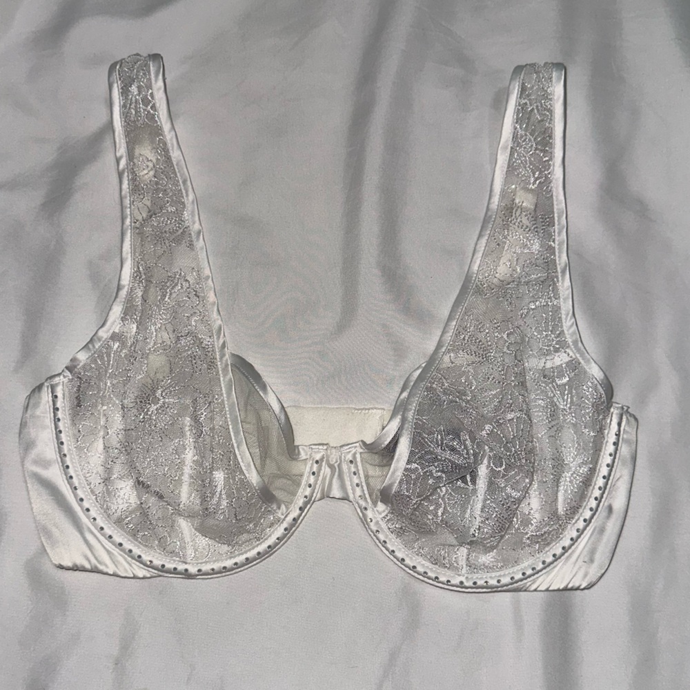 White Victoria’s Secret See-Through Bra with Jewel Detailing